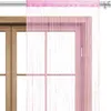 A pink string curtain hanging in front of a wooden-framed window. Produktbild-Vorschau