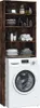 A washing machine cabinet with shelves above it, filled with bathroom items and towels, placed in front of a white background. Náhled obrázku produktu