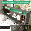 160*200CM Polsterbett Doppelbett Stauraum-Kopfteil Bett mit Produktbild-Vorschau 4