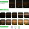 A collage of images demonstrating different lighting modes, brightness levels, and timer settings for an LED plant grow light. Produktbild-Vorschau