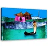 Leinwandbild afrikanische frau in einem boot 100x70 cm Produktbild-Vorschau 1