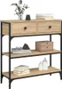 A console table with two drawers and two shelves, decorated with books, vases, and a decorative object. Náhľad obrázku produktu