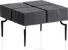 A black wooden coffee table with a modern design, supported by black metal legs. Anteprima dell’immagine prodotto