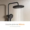 A black shower system with water flowing from the rain shower head and a hand shower visible. Anteprima dell’immagine prodotto