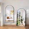 Ganzkörperspiegel 180x86 cm Schwarz Gewölbter Standspiegel Produktbild-Vorschau 8