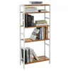 A bamboo bookshelf filled with books, shown against a white background. Produktbild-Vorschau