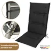 A black high-back chair cushion is shown against a white background, with close-up insets demonstrating how it attaches to a chair frame. Produktbild-Vorschau