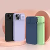 Four iPhone cases in different colors are displayed against a light pink and white background. Produktbild-Vorschau