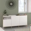 Buffet MORPHOS - L 150 x P 40 x H 74,5 cm - Blanc/Chêne - 3 Voir les images du produit 1