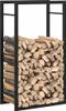 A black metal firewood rack filled with chopped wood. Náhľad obrázku produktu