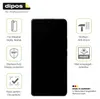 A black smartphone screen protector is shown next to marketing icons and text describing its features. Produktbild-Vorschau