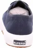 The back view of a navy blue Superga sneaker with a white sole. Produktbild-Vorschau