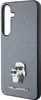 A close-up side view of a gray phone case with a Karl Lagerfeld and Choupette design. Náhľad obrázku produktu