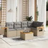 Design 6-tlg. Garten-Sofagarnitur mit Kissen Beige Poly Produktbild-Vorschau 1