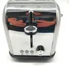 A close-up front view of a chrome toaster with a person's reflection visible. Produktbild-Vorschau