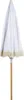 A white umbrella with fringe detail and a wooden pole, isolated on a white background. Náhľad obrázku produktu