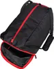 A black sports bag with red accents is shown with its main compartment partially open. Produktbild-Vorschau