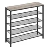 A five-tier shoe rack with a wood-effect top shelf and wire mesh shelves. Náhled obrázku produktu