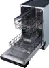 An open dishwasher with its racks extended. Produktbild-Vorschau