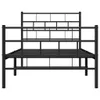 A black metal bed frame with a headboard and footboard, shown from the front. Náhľad obrázku produktu