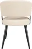 A beige upholstered chair with black metal legs, shown from the back. Voir les images du produit