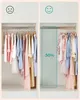A split image comparing two closet organizers. The left side shows a cluttered closet with a sad face icon, and the right side shows a more organized closet with a happy face icon and a 30% space saving indicator. Náhled obrázku produktu