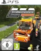 The image is a product packaging for a video game, showing a construction vehicle on a road. Produktbild-Vorschau