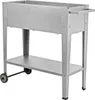 A galvanized metal raised garden bed with a shelf and wheels, shown against a white background. Produktbild-Vorschau