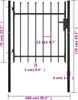 A diagram showing the dimensions of a black metal gate. Anteprima dell’immagine prodotto