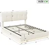 ProximaX Polsterbett 140x190 cm aus Samt in Beige mit LED & Produktbild-Vorschau 6