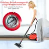 A woman is using a steam cleaner in a room, with a close-up of the pressure gauge. Náhľad obrázku produktu