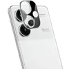 A close-up shot of a smartphone camera lens protector placed over the camera module of a white smartphone. Produktbild-Vorschau