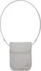 A light gray neck pouch with a flap closure and a strap. Voir les images du produit
