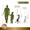 A comparison of two fire columns (Feuerrohr) with a silhouette of a person and child for scale. Dimensions are provided for the fire columns and the person. Produktbild-Vorschau