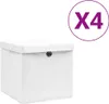 vidaXL Úložné boxy s vekom 4 ks 28x28x28 cm biele Náhľad obrázku produktu 6