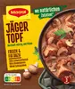 A package of Maggi Fix for Jäger Topf with a depiction of the prepared dish. Produktbild-Vorschau