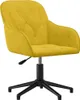 A yellow velvet swivel chair with a black base. Náhled obrázku produktu