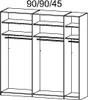 A diagram showing the dimensions of a wardrobe system. Produktbild-Vorschau