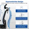 Diagram showing the ergonomic features of a chair, with text descriptions. Produktbild-Vorschau