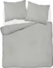 A top-down view of a bed with light gray striped bedding and two pillows. Anteprima dell’immagine prodotto