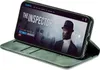 A green flip case for a smartphone, with the phone displaying a movie streaming service. Produktbild-Vorschau