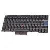 A black laptop keyboard with a red trackpoint. Produktbild-Vorschau