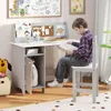 Set scrivania per bambini con sedia, libreria, legno grigio Anteprima dell’immagine prodotto 5