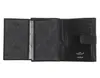An open black leather wallet is shown against a white background. Produktbild-Vorschau
