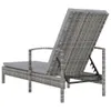 vidaXL Sonnenliege mit Armlehnen Poly Rattan Grau Produktbild-Vorschau 4
