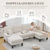 Wohnlandschaft Beige U Form Sofa Grosses 4 Sitzer Couch mit Produktbild-Vorschau 5