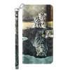 A wallet-style phone case with a cat and tiger reflection design. Produktbild-Vorschau