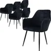 A set of six black dining chairs arranged on a white background. Podgląd zdjęcia produktu