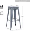 A grey metal bar stool with dimensions and weight information displayed. Náhľad obrázku produktu