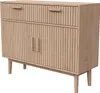A light wood-colored sideboard with two drawers and two cabinet doors, set against a white background. Podgląd zdjęcia produktu
